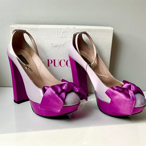 Emilio Pucci Patent Leather Platform Heels-Lilac&Purple-EU39-Italy